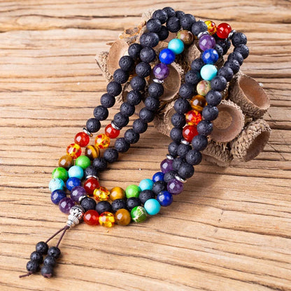 Chakra OM Tassel Power Stone Reiki Healing MALA Bracelet