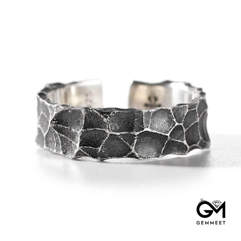 Men's Retro Hammered Texture Adjustable Ring