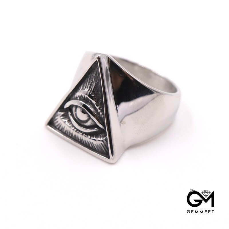 Evil Eye Triangle Stainless Steel Ring