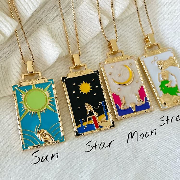 Moon Star Tarot Card Necklace