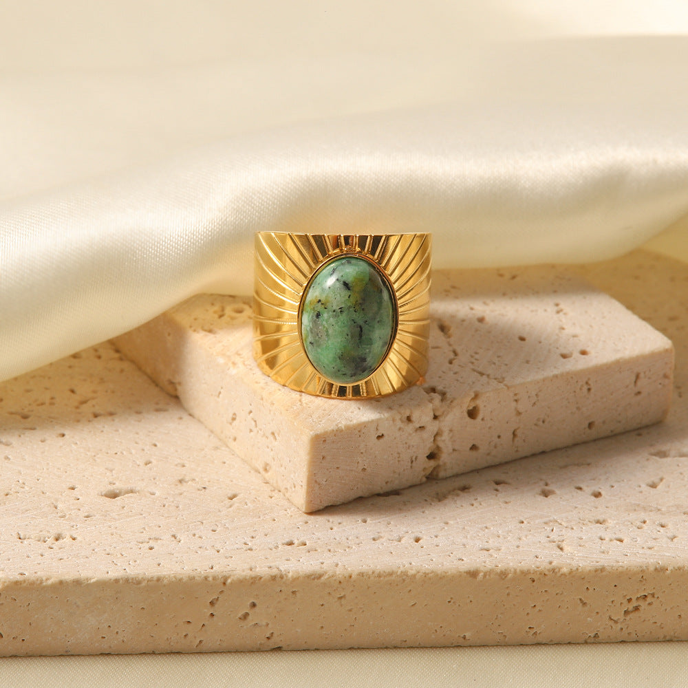 French Vintage Natural Stone Thick Ring