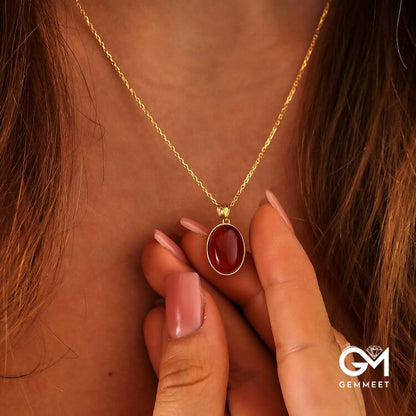 Red Agate Gold Plated Necklace