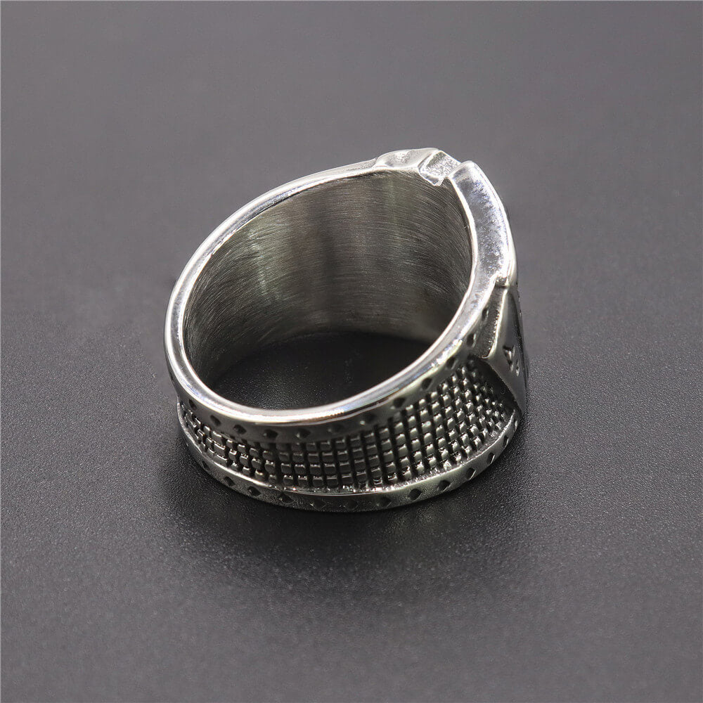 Poker Square Flush Titanium Steel Men Ring