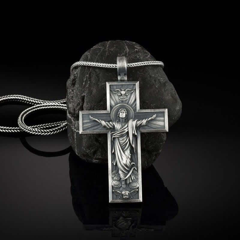 Men's Retro Pray Crucifix Necklace