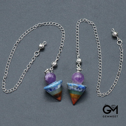 Crystal Multicolored Stone Cone Pendulum