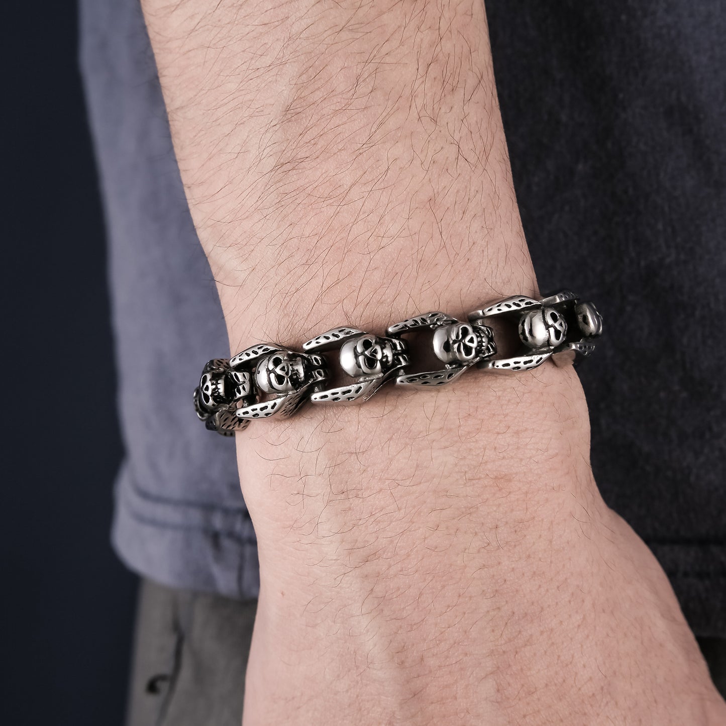 Halloween Vintage Titanium Steel Skull Bracelet