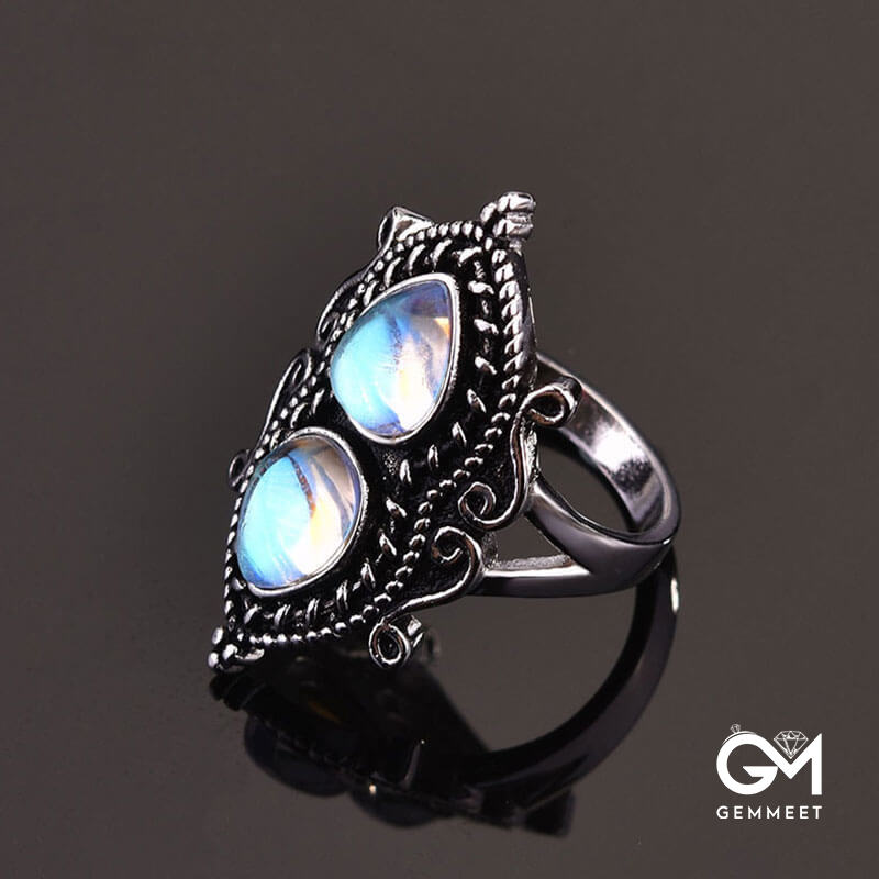 Water Drop Pear shaped Moonstone Ring