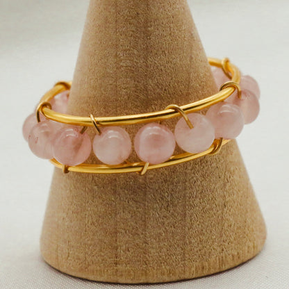 Natural Freshwater Pearl Strawberry Crystal Ring