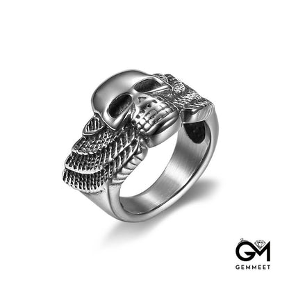 Stainless Steel Skull Wing Shape Ring