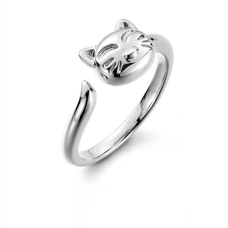 Cat Fishbone Couple Ring