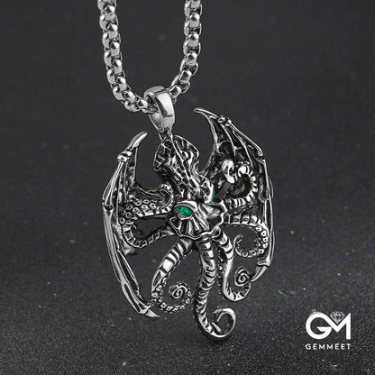 Vintage Demon Octopus Titanium Steel Necklace