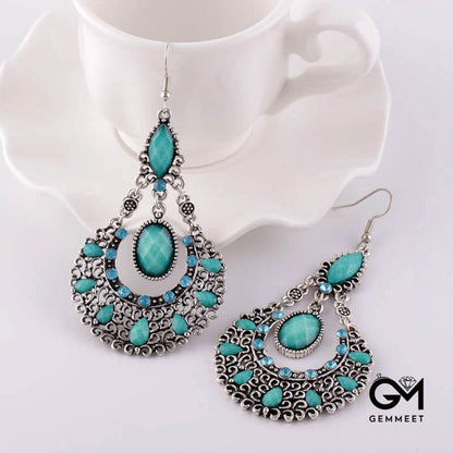 Bohemian Drop-shaped Cutout Flower Earrings