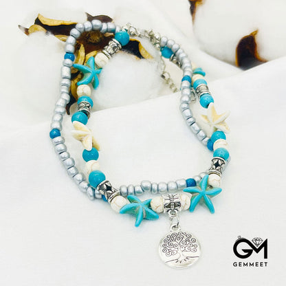 Turquoise Turtle Symbol Tree Bracelet Anklet