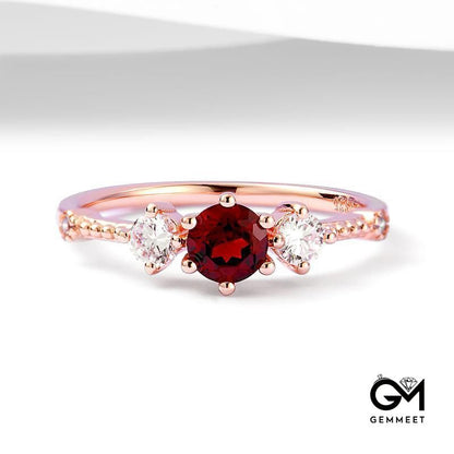 Rose Gold Plated Garnet Ring