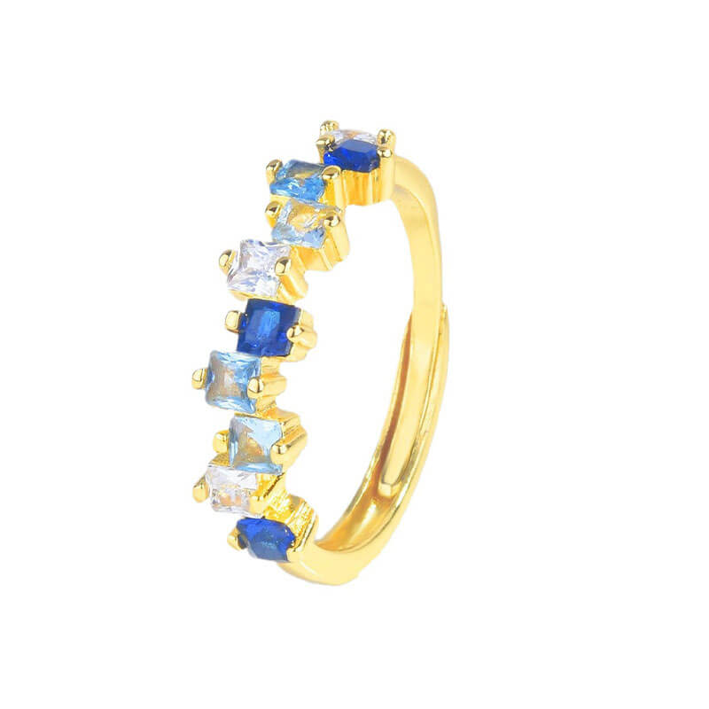 Candy Series Soft Blue Rainbow Series Gold-plated Ring Inlaid with Colored Gemstones