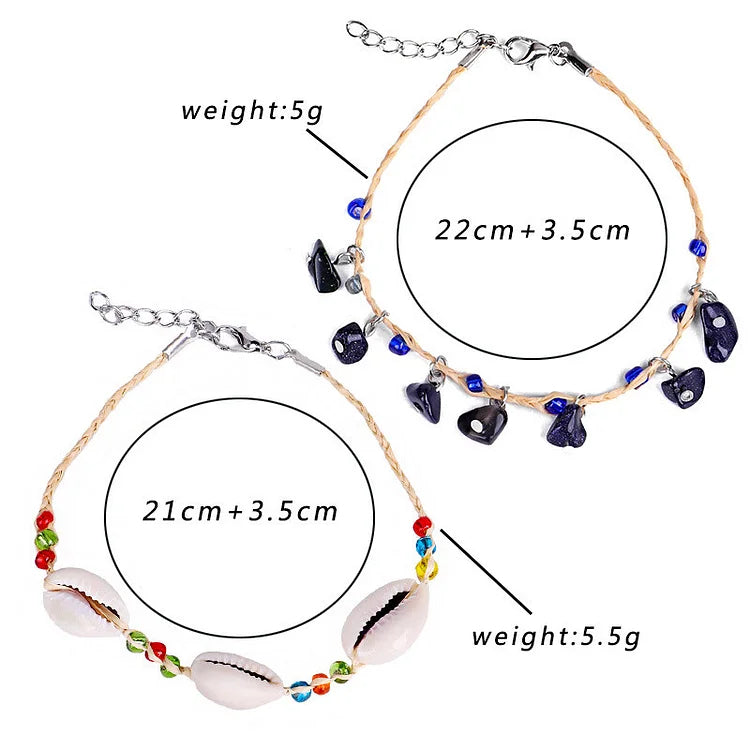 Natural Crystal Gravel Pendant Bracelet Anklet