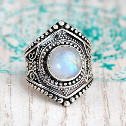 "Bright Lights" Bohemia Retro Moonstone Ring