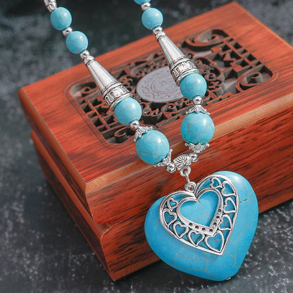 Blue Turquoise Healing Heart Necklace