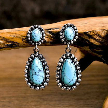 Teardrop Turquoise Silver Earrings