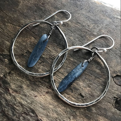 Retro Lapis Lazuli Large Hoop Earrings