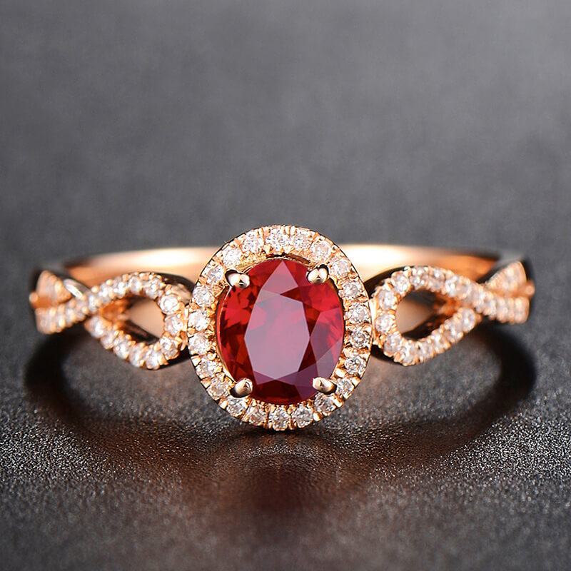 Pigeon's Blood Colored Gemstone Ring with Oval Ring