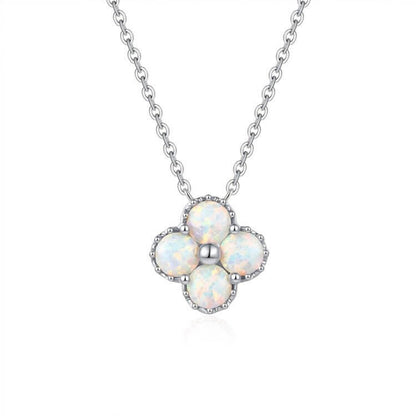 Four Leaf Clover Opal S925 Sterling Silver Necklace