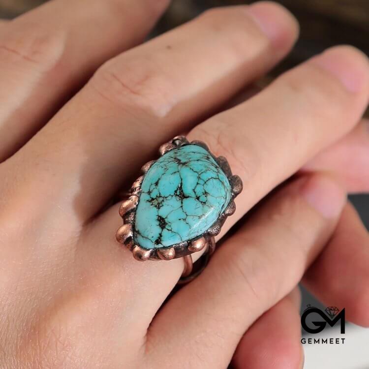 Irregular Turquoise Vintage Adjustable Ring