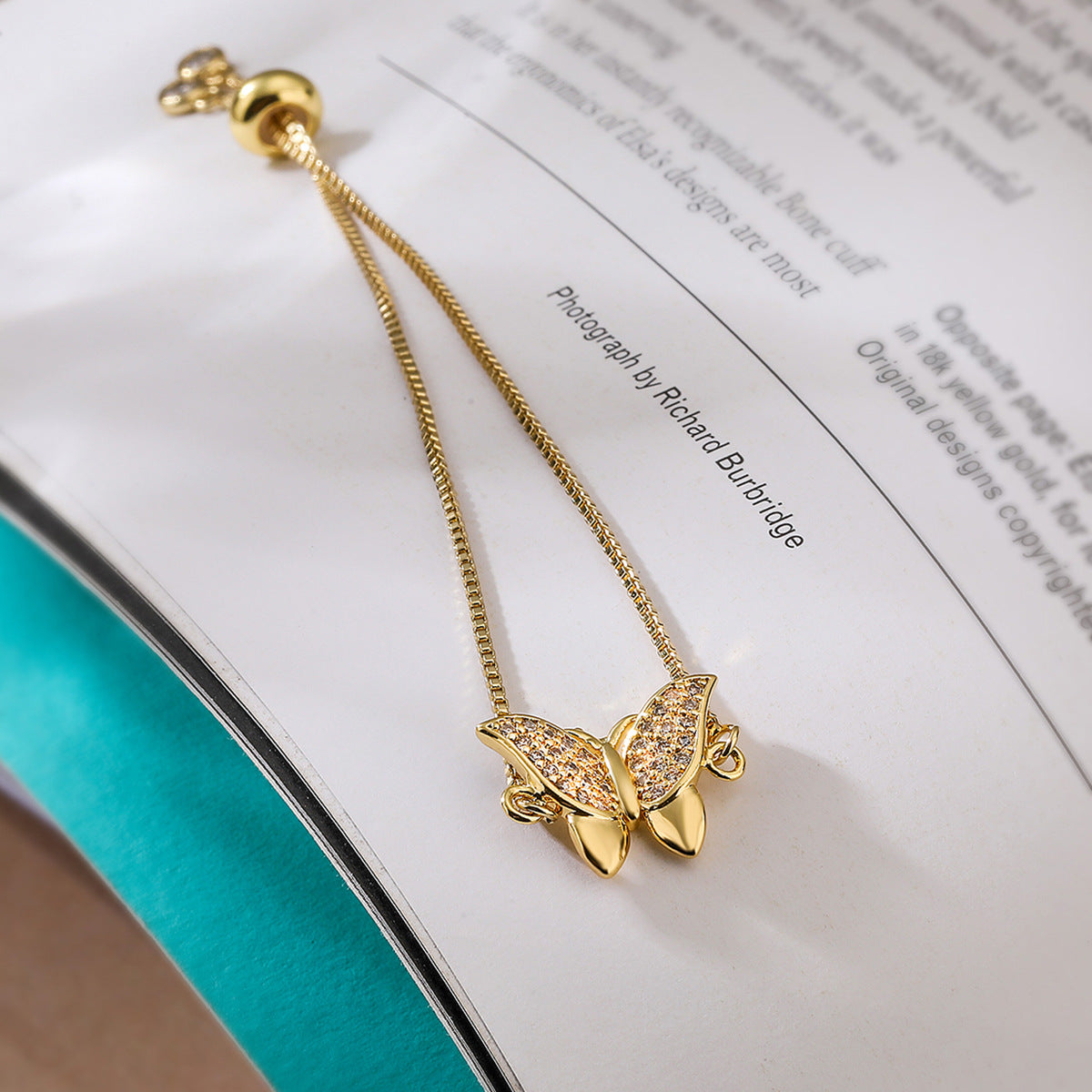 Cute Butterfly Full Stones Pendant Bracelet