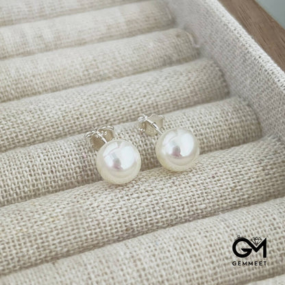 White Simple Design Exquisite 8MM Pearl Earrings