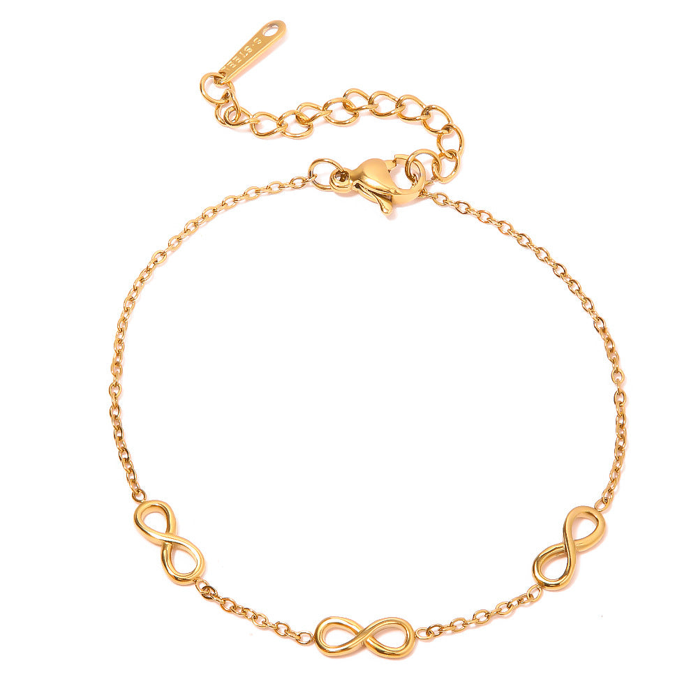 Gold Plated Infinity Symbol Fine Stainless Steel Bracelet