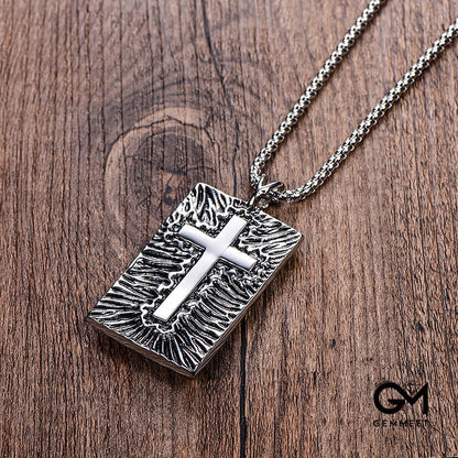 Masked Goddess Cross Titanium Steel Necklace