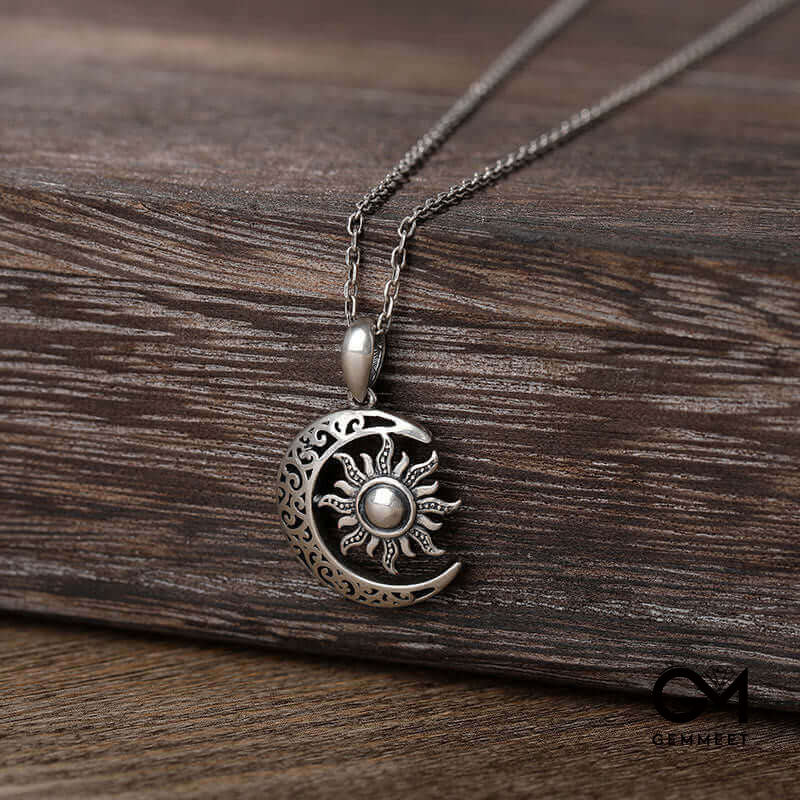 "Moon and Sun" Sterling Silver Necklace