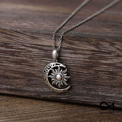 "Moon and Sun" Sterling Silver Necklace