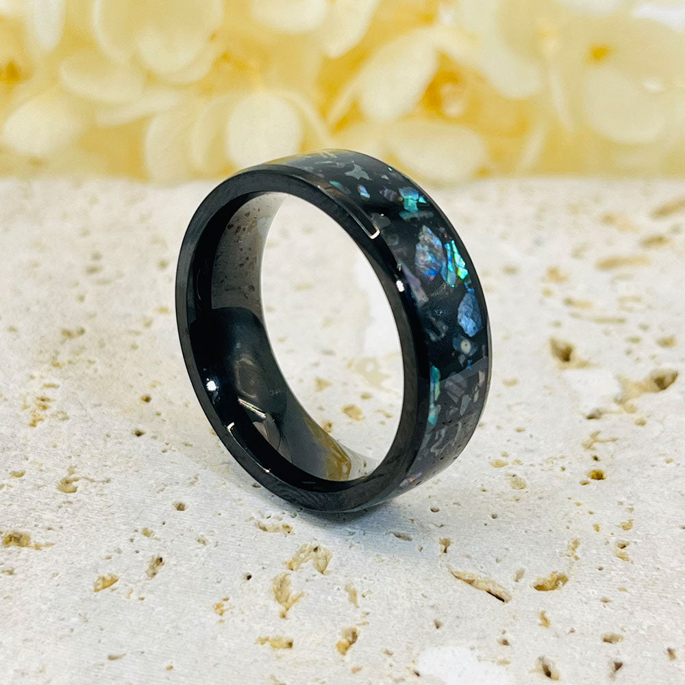 Crushed Opal Tungsten Carbide Ring