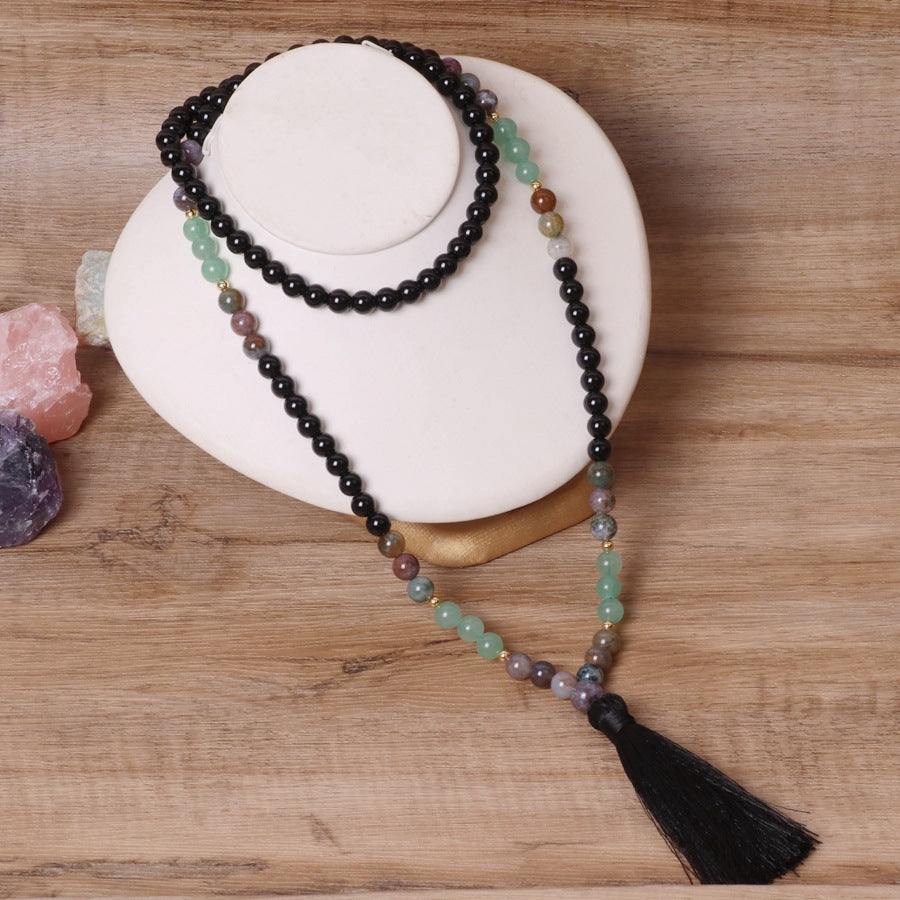 Bohemian colorful stone fringe necklace