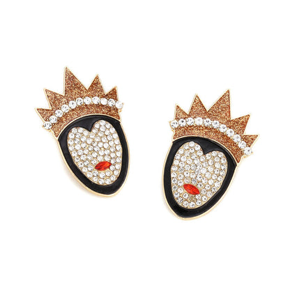 Halloween character shape inlaid zircon crown queen stud earrings dripping oil earrings