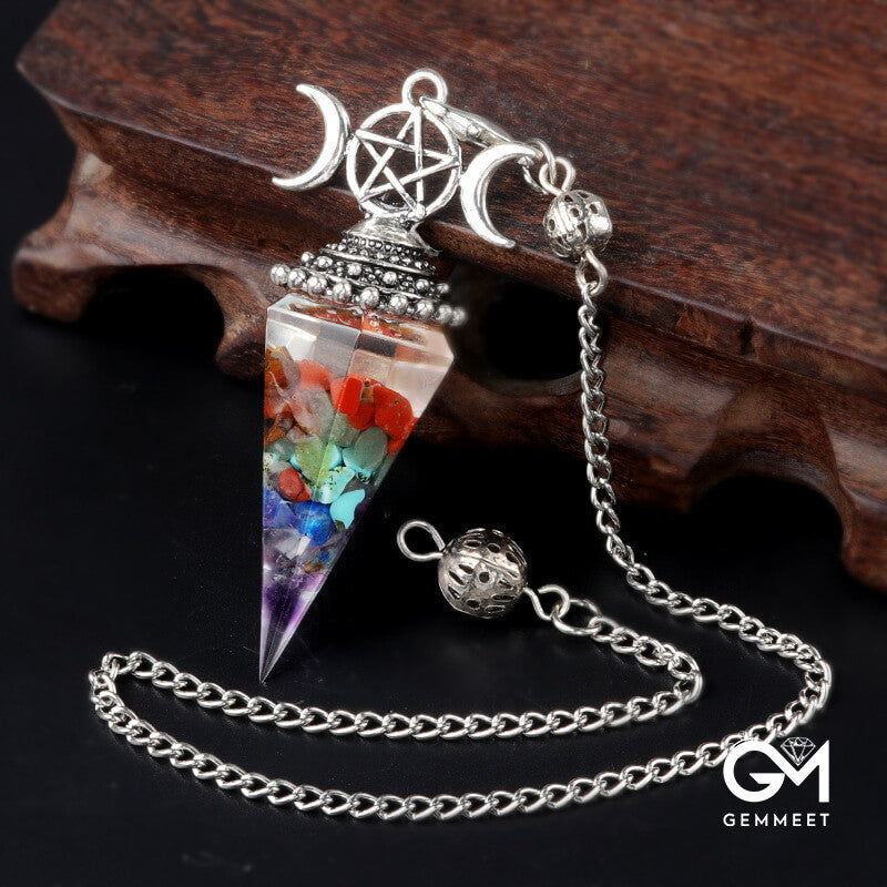 Colored Stone Resin Crystal Hexagon Cone Spirit Pendulum