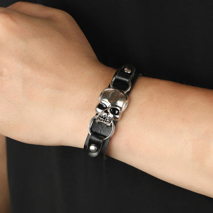 Simple Skull Leather Bracelet Personality Trend Street Halloween Bracelet