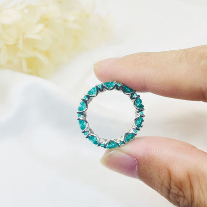 Simple Inlaid Light Blue Zircon Ring