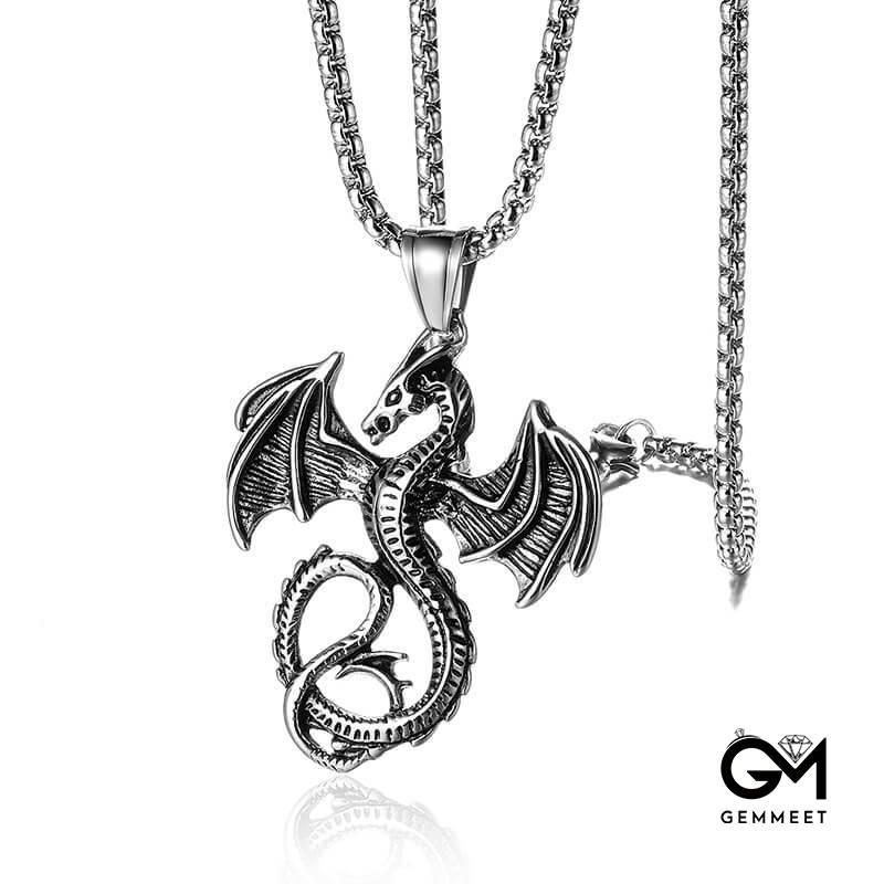 Titanium Steel Flame Dragon Ice and Fire Song Necklace