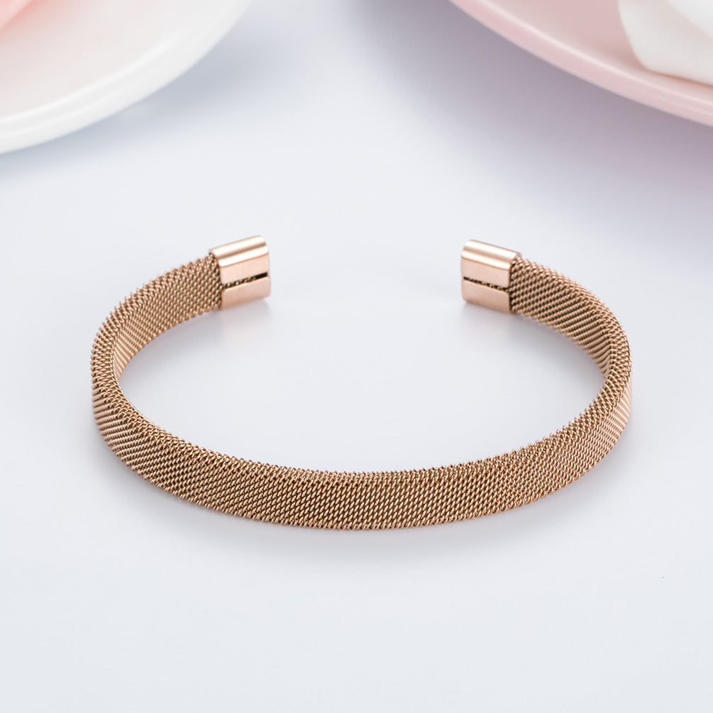 High Density Mesh Spring C Shape Open Bracelet