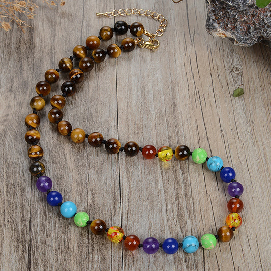 Fashion Colorful Lucky Stones Stainless Steel Accessories Necklace