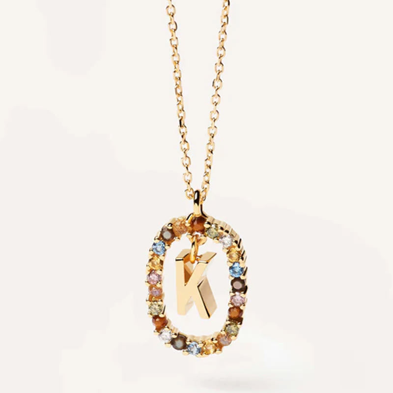 INITIAL LETTER Colourful Zircon Necklace