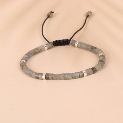 Labradorite Flash Stone Bead Woven Bracelet