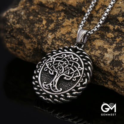 Vintage Stainless Steel Tree of Life Necklace