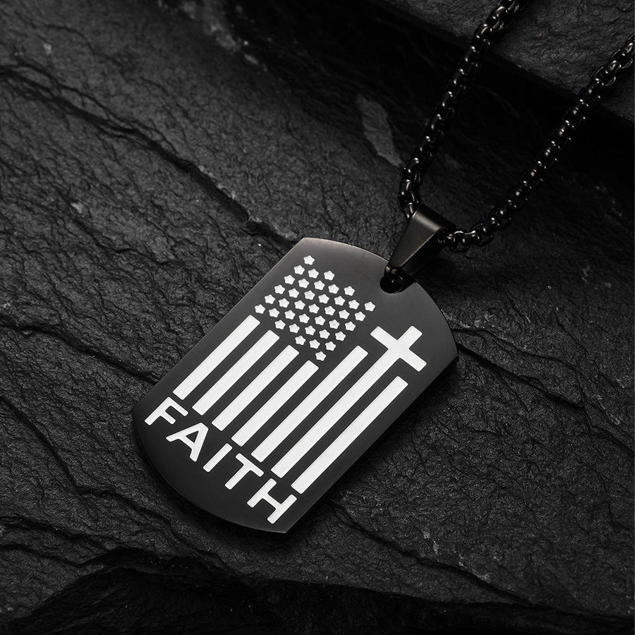 Faith Word Flag Cross Necklace