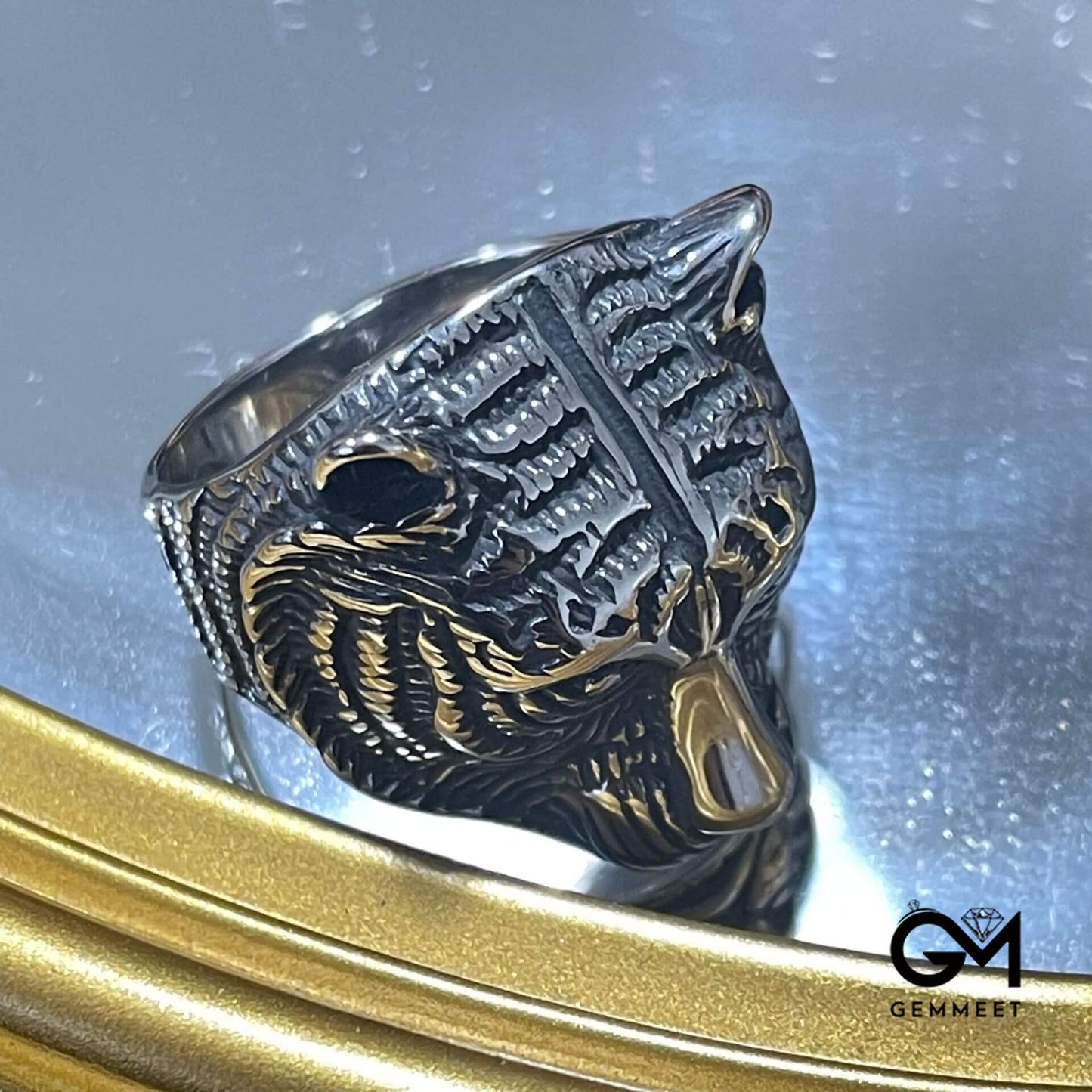 Stainless Steel Vintage Animal Tiger Head Solid Ring