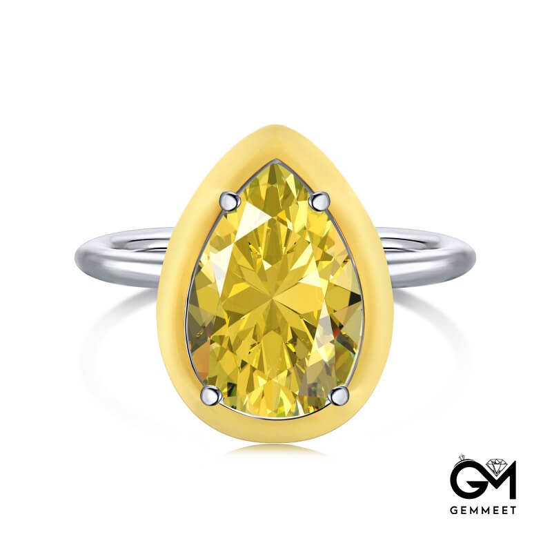 S925 Sterling Silver Yellow Drip Ring