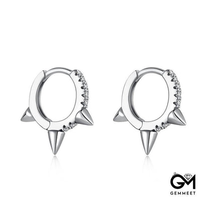 S925 Sterling Silver Punk Style Geometric Earrings