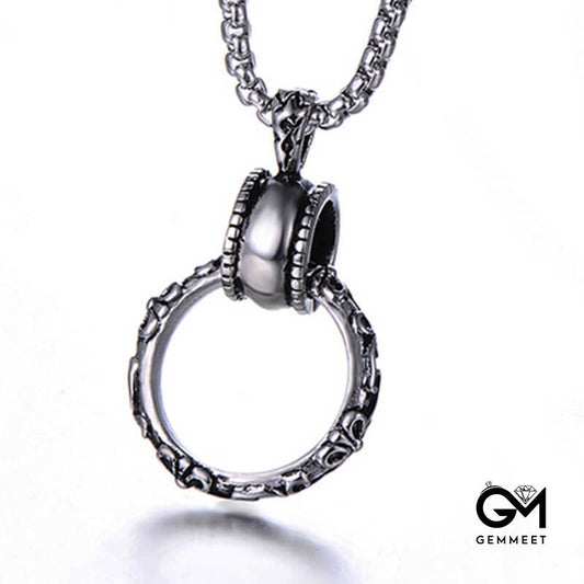 Vintage Stainless Steel Hollow Hoop Necklace